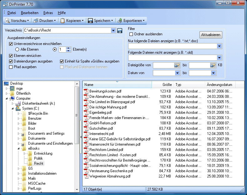 DirPrinter Screenshot
